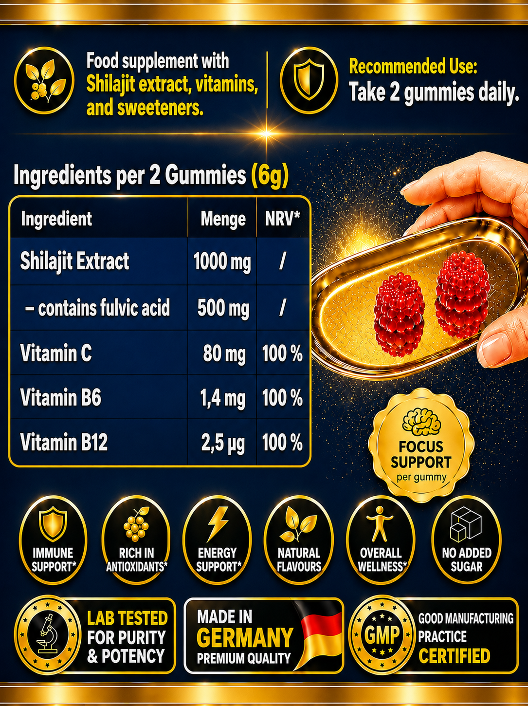 💪Premium Shilajit Gummies 1000 + Vitamin C, B6 & B12