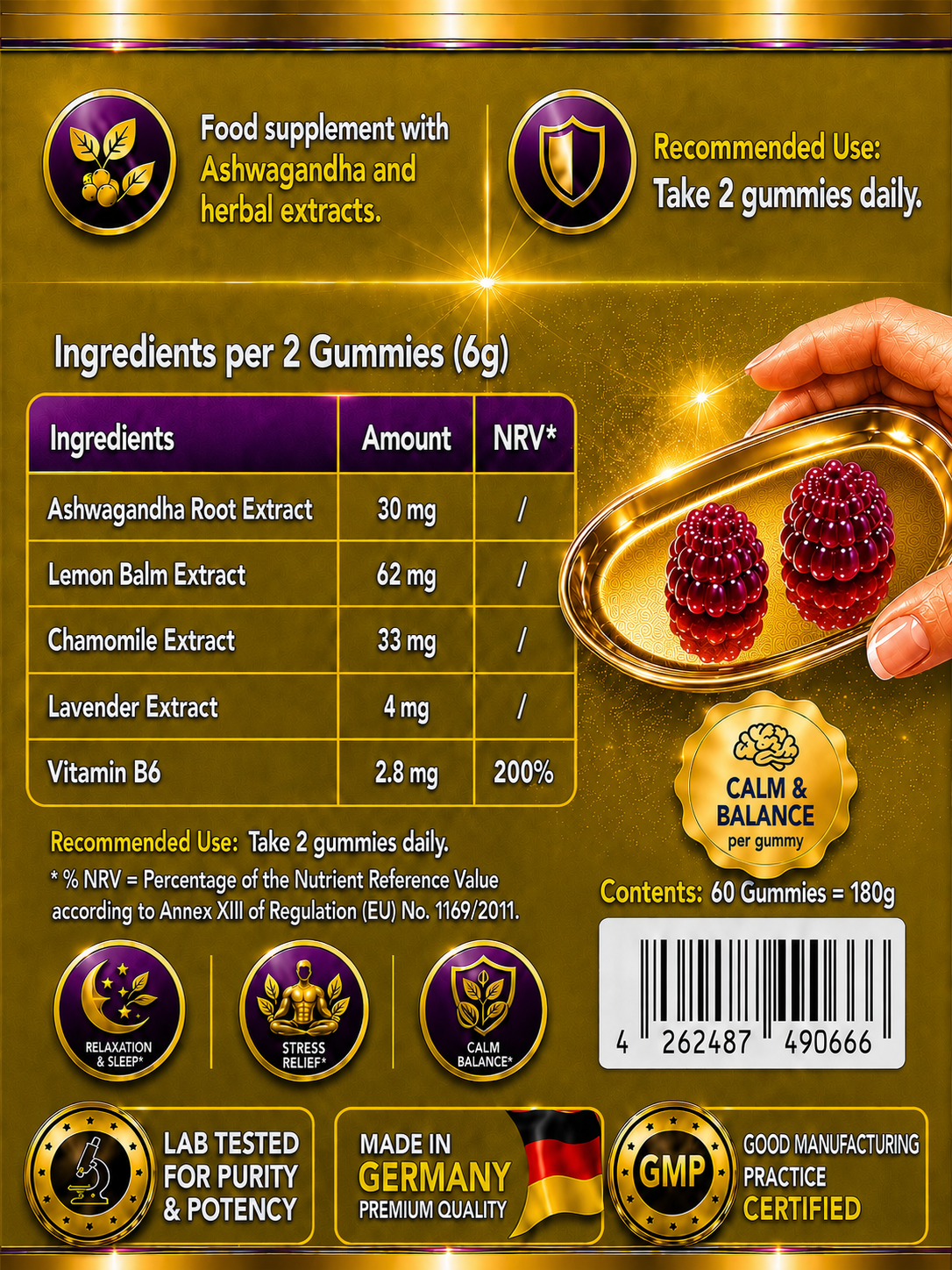 Ashwagandha + Vitamin B6 Gummies - 60 pcs.
