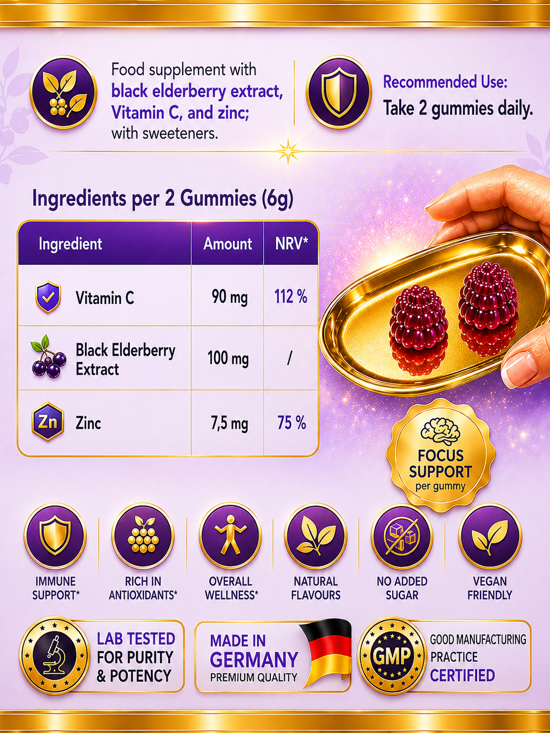🛡️ Elderberry + Vitamin C + Zinc Gummies